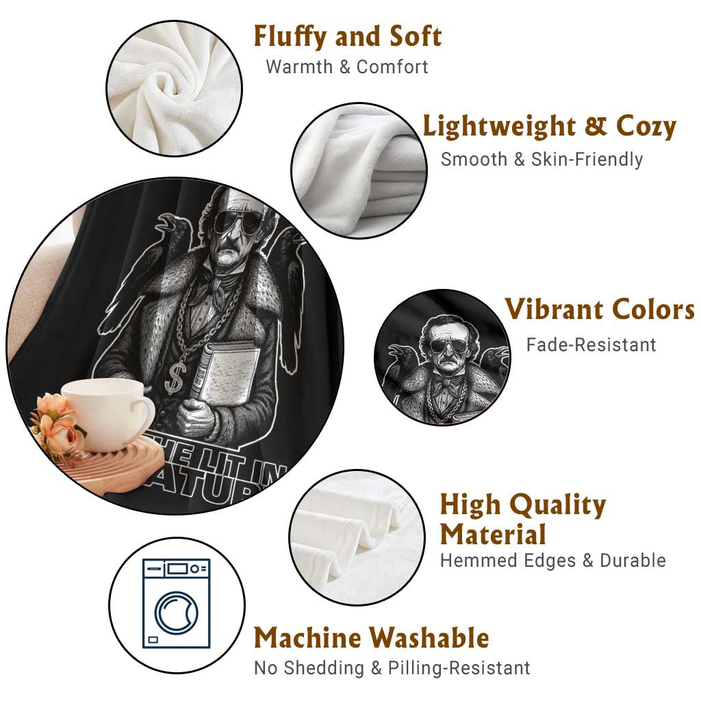 Funny Edgar Allan Poe Throw Blanket I Put The Lit In Literature TS14 Print Your Wear