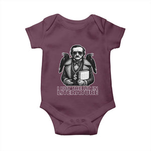 Funny Edgar Allan Poe Baby Onesie I Put The Lit In Literature TS14 Maroon Print Your Wear