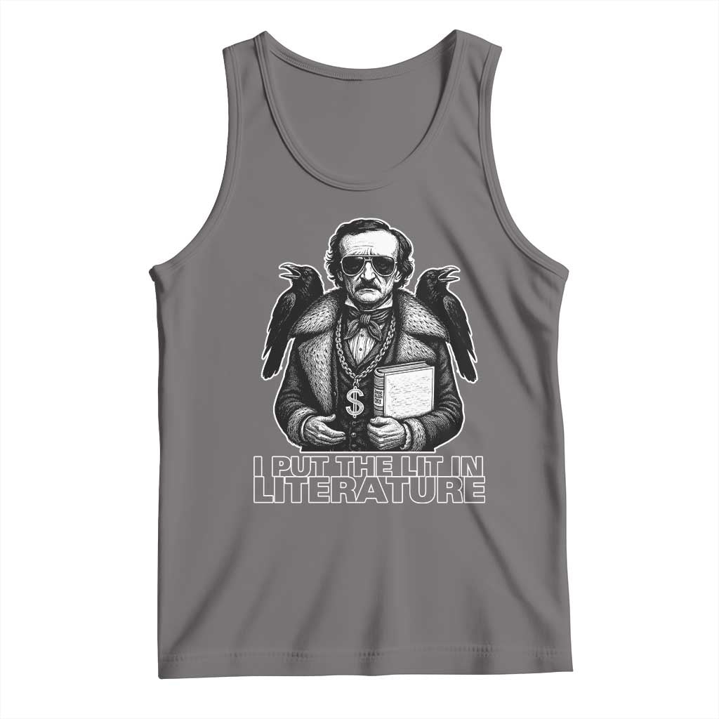 Funny Edgar Allan Poe Tank Top I Put The Lit In Literature TS14 Deep Heather Print Your Wear