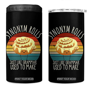 Funny English Grammar 4 in 1 Can Cooler Tumbler Synonym Rolls Just Like Grammar Used To Make TS14 One Size: 16 oz Black Print Your Wear