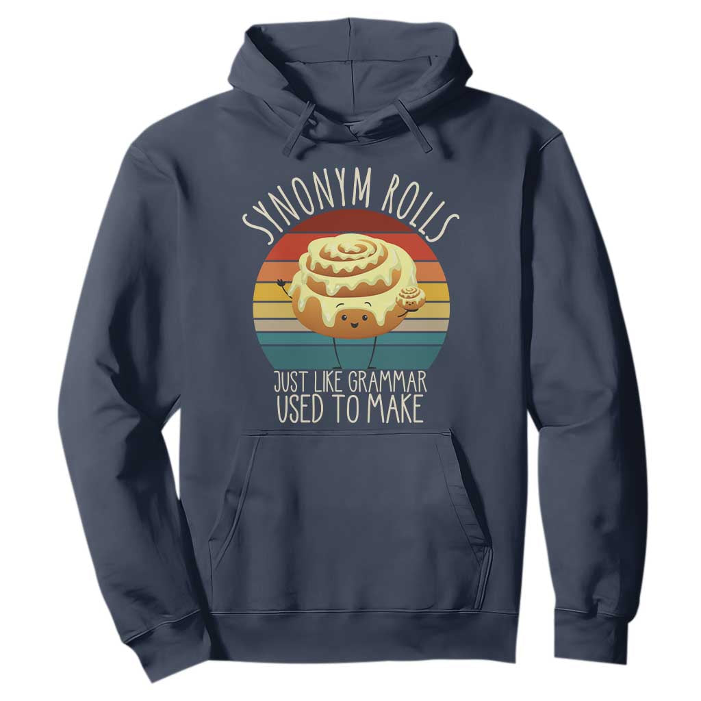 Funny English Grammar Hoodie Synonym Rolls Just Like Grammar Used To Make TS14 Navy Print Your Wear