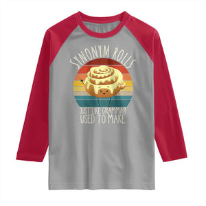 Funny English Grammar Raglan Shirt Synonym Rolls Just Like Grammar Used To Make TS14 Sport Gray Red Print Your Wear