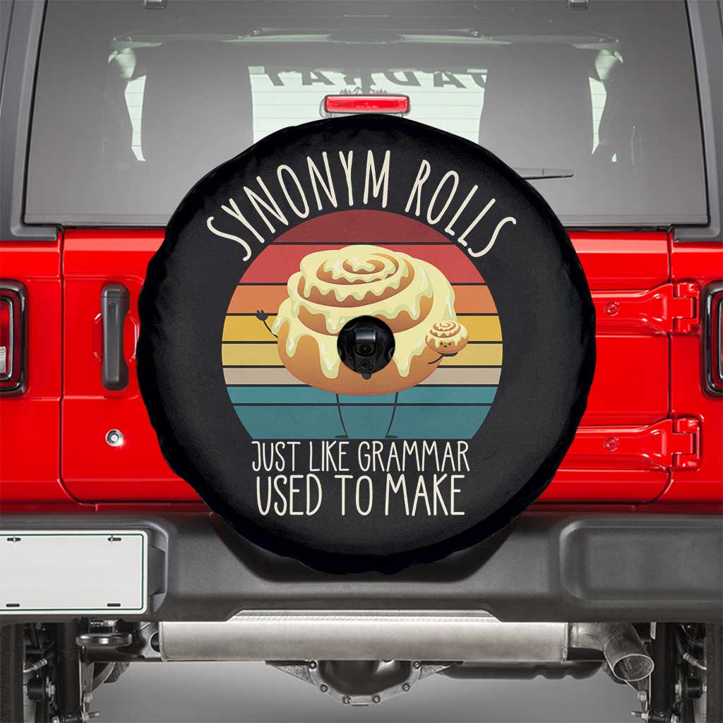 Funny English Grammar Spare Tire Cover Synonym Rolls Just Like Grammar Used To Make TS14 Black Print Your Wear