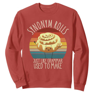 Funny English Grammar Sweatshirt Synonym Rolls Just Like Grammar Used To Make TS14 Red Print Your Wear
