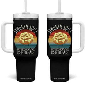 Funny English Grammar Tumbler With Handle Synonym Rolls Just Like Grammar Used To Make TS14 One Size: 40 oz Black Print Your Wear