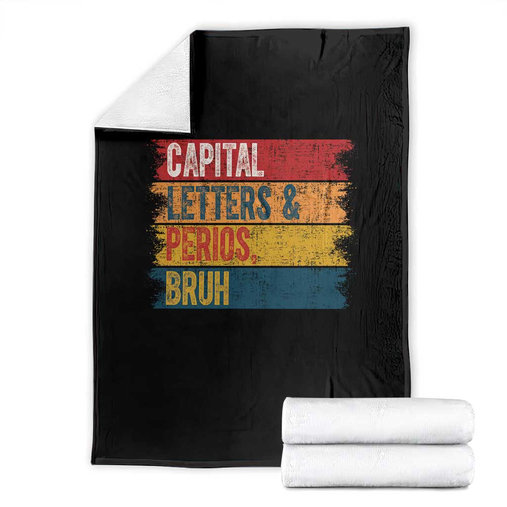 Funny English ELA Teacher Throw Blanket Capital Letters And Periods Bruh TS14 Black Print Your Wear