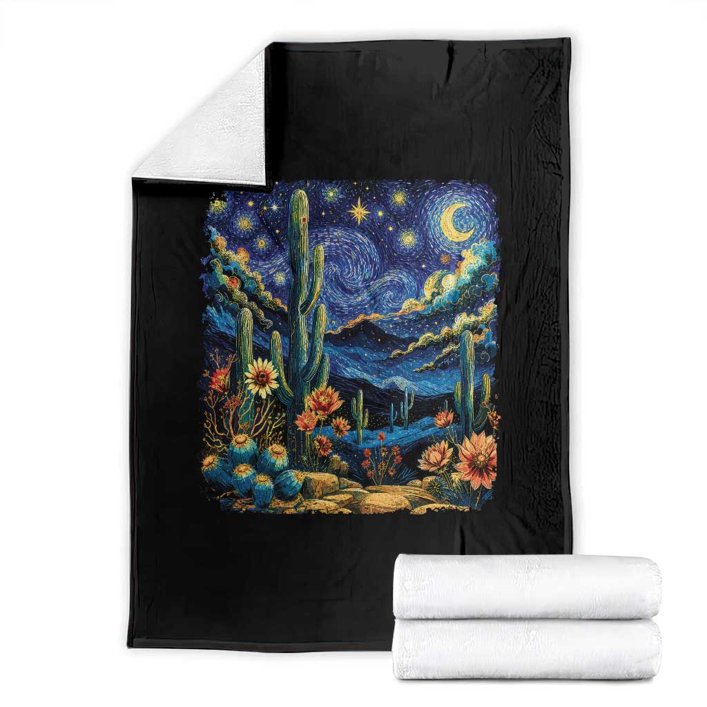 Desert Night Cactus Starry Night Arizona Stars Sky Nature Lover Gift Throw Blanket TS14 Black Print Your Wear