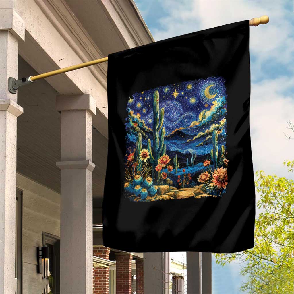 Desert Night Cactus Starry Night Arizona Stars Sky Nature Lover Gift Garden Flag