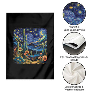 Desert Night Cactus Starry Night Arizona Stars Sky Nature Lover Gift Garden Flag