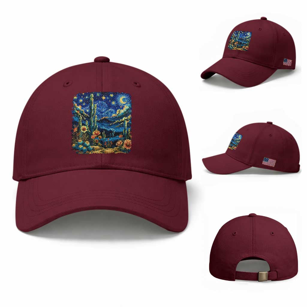 Desert Night Cactus Starry Night Arizona Stars Sky Nature Lover Gift Baseball Cap