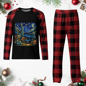 Desert Night Cactus Starry Night Arizona Stars Sky Nature Lover Gift Plaid Pajama Set