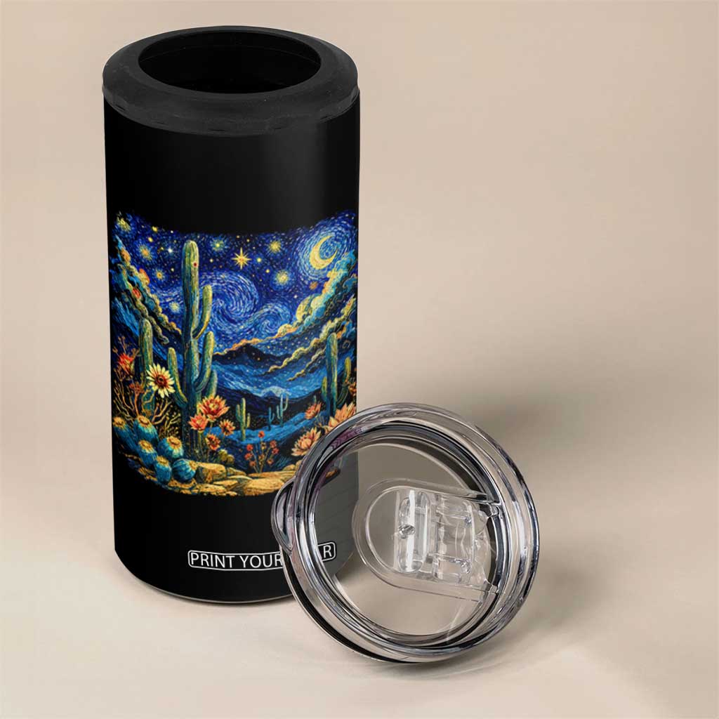 Desert Night Cactus Starry Night Arizona Stars Sky Nature Lover Gift 4 in 1 Can Cooler Tumbler