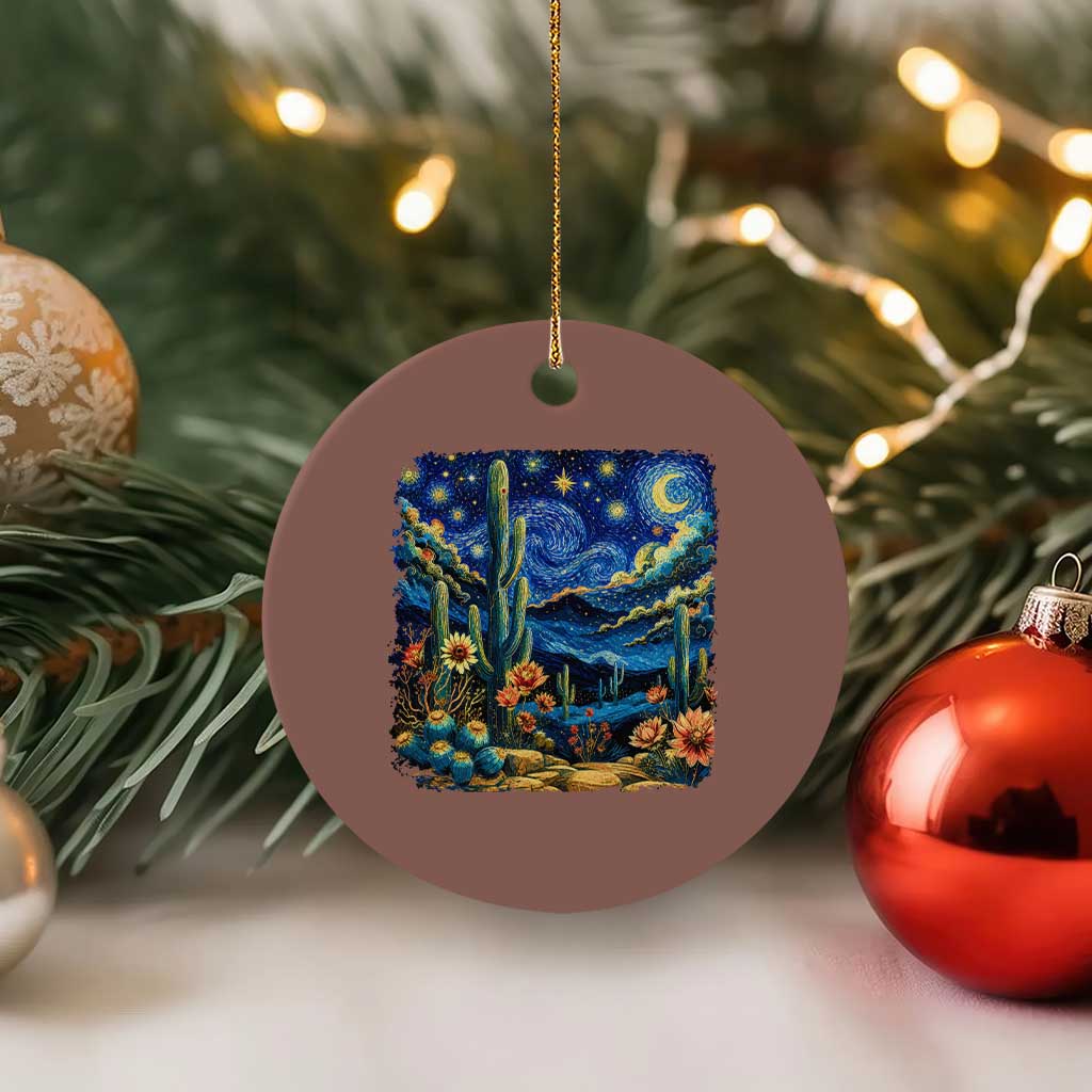 Desert Night Cactus Starry Night Arizona Stars Sky Nature Lover Gift Ceramic Ornament