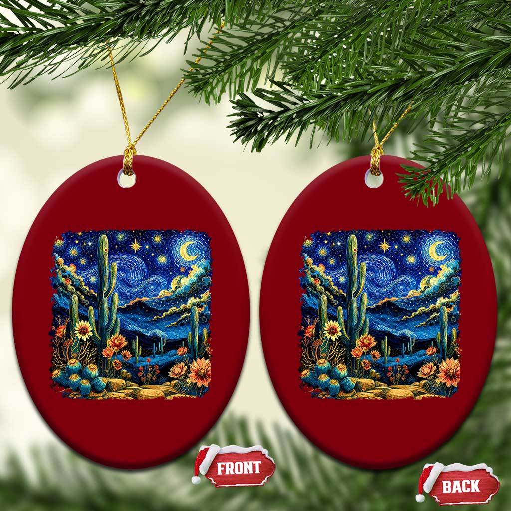 Desert Night Cactus Starry Night Arizona Stars Sky Nature Lover Gift Ceramic Ornament