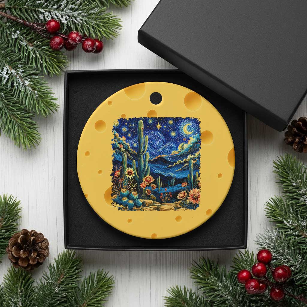 Desert Night Cactus Starry Night Arizona Stars Sky Nature Lover Gift Ceramic Ornament