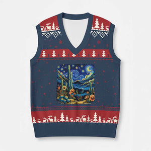 Desert Night Cactus Starry Night Arizona Stars Sky Nature Lover Gift V-Neck Knit Sweater Vest