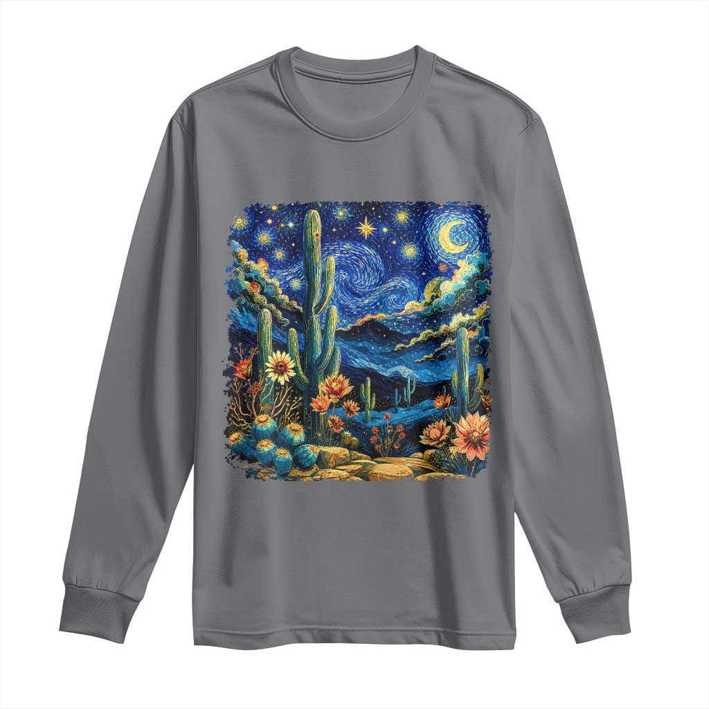 Desert Night Cactus Starry Night Arizona Stars Sky Nature Lover Gift Long Sleeve Shirt