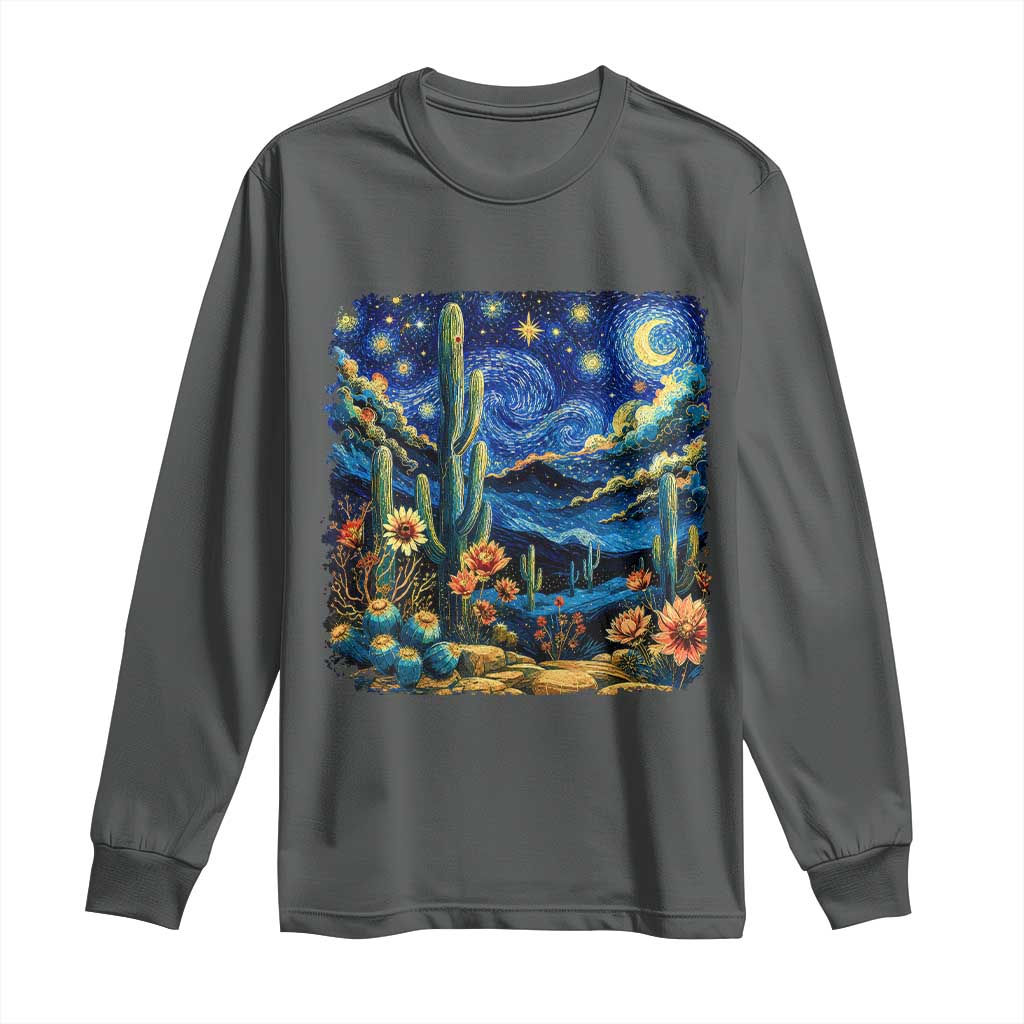 Desert Night Cactus Starry Night Arizona Stars Sky Nature Lover Gift Long Sleeve Shirt