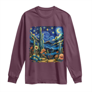 Desert Night Cactus Starry Night Arizona Stars Sky Nature Lover Gift Long Sleeve Shirt