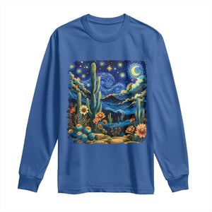Desert Night Cactus Starry Night Arizona Stars Sky Nature Lover Gift Long Sleeve Shirt