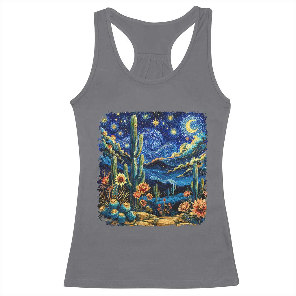 Desert Night Cactus Starry Night Arizona Stars Sky Nature Lover Gift Racerback Tank Top