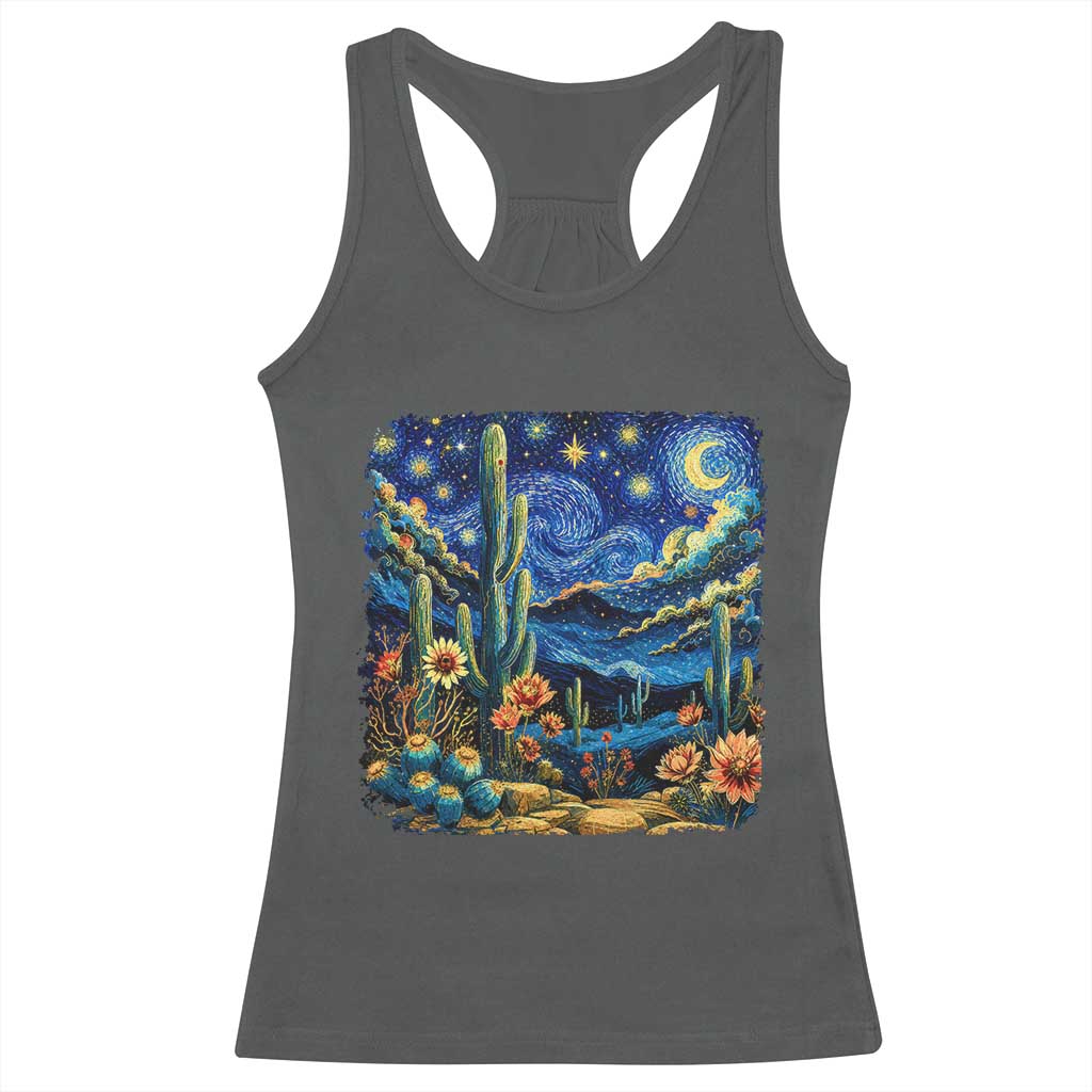 Desert Night Cactus Starry Night Arizona Stars Sky Nature Lover Gift Racerback Tank Top