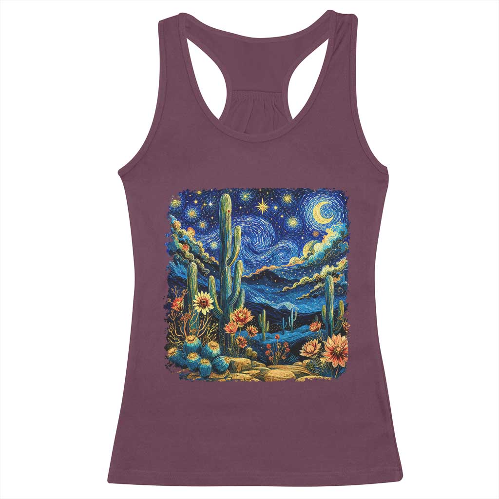 Desert Night Cactus Starry Night Arizona Stars Sky Nature Lover Gift Racerback Tank Top