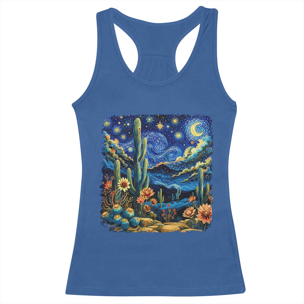 Desert Night Cactus Starry Night Arizona Stars Sky Nature Lover Gift Racerback Tank Top