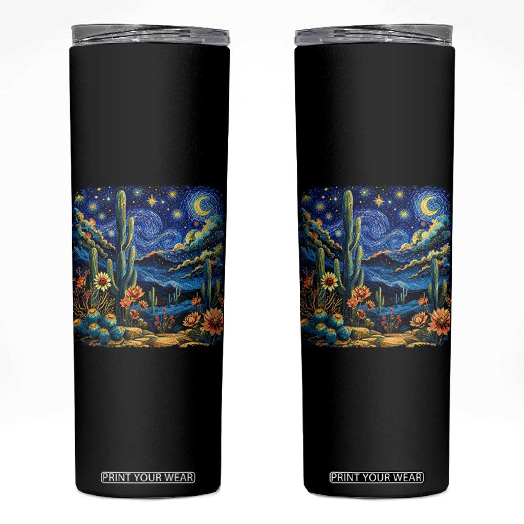 Desert Night Cactus Starry Night Arizona Stars Sky Nature Lover Gift Skinny Tumbler TS14 Black Print Your Wear
