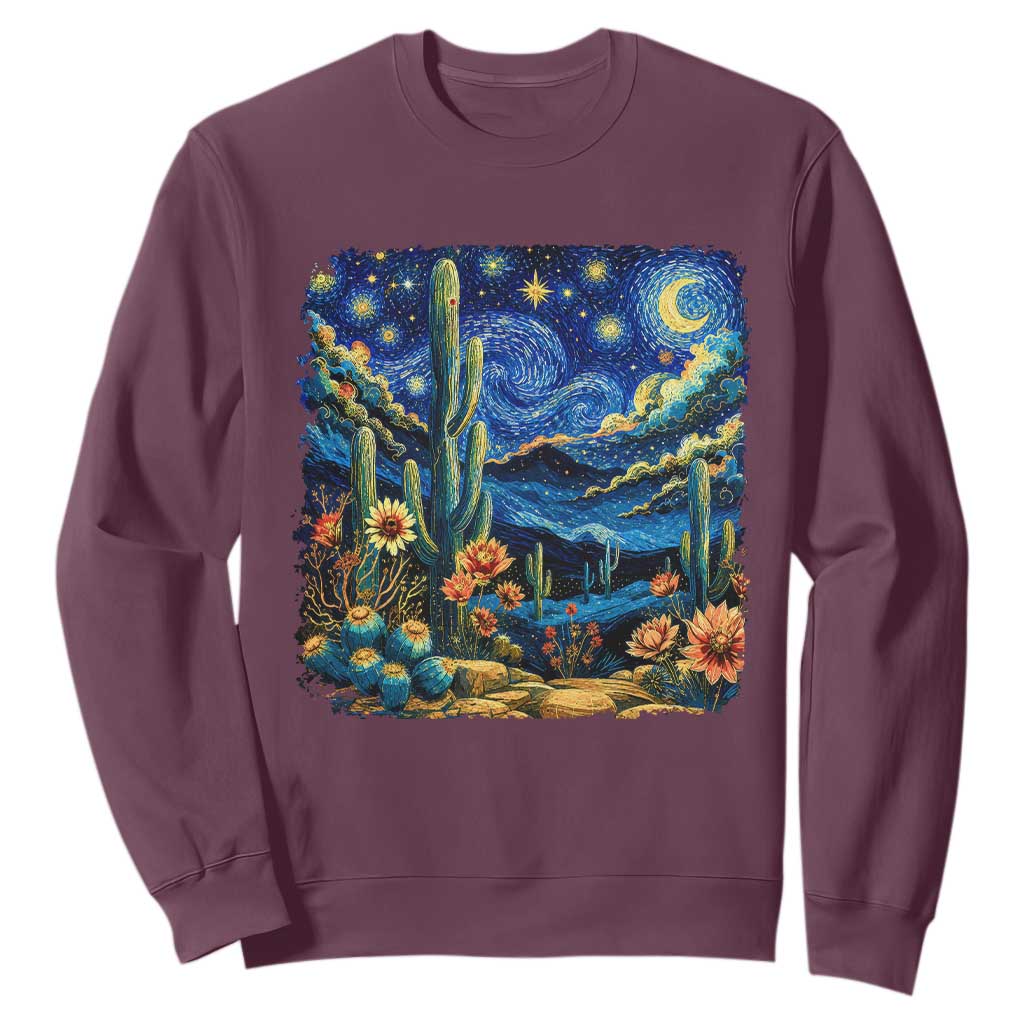 Desert Night Cactus Starry Night Arizona Stars Sky Nature Lover Gift Sweatshirt