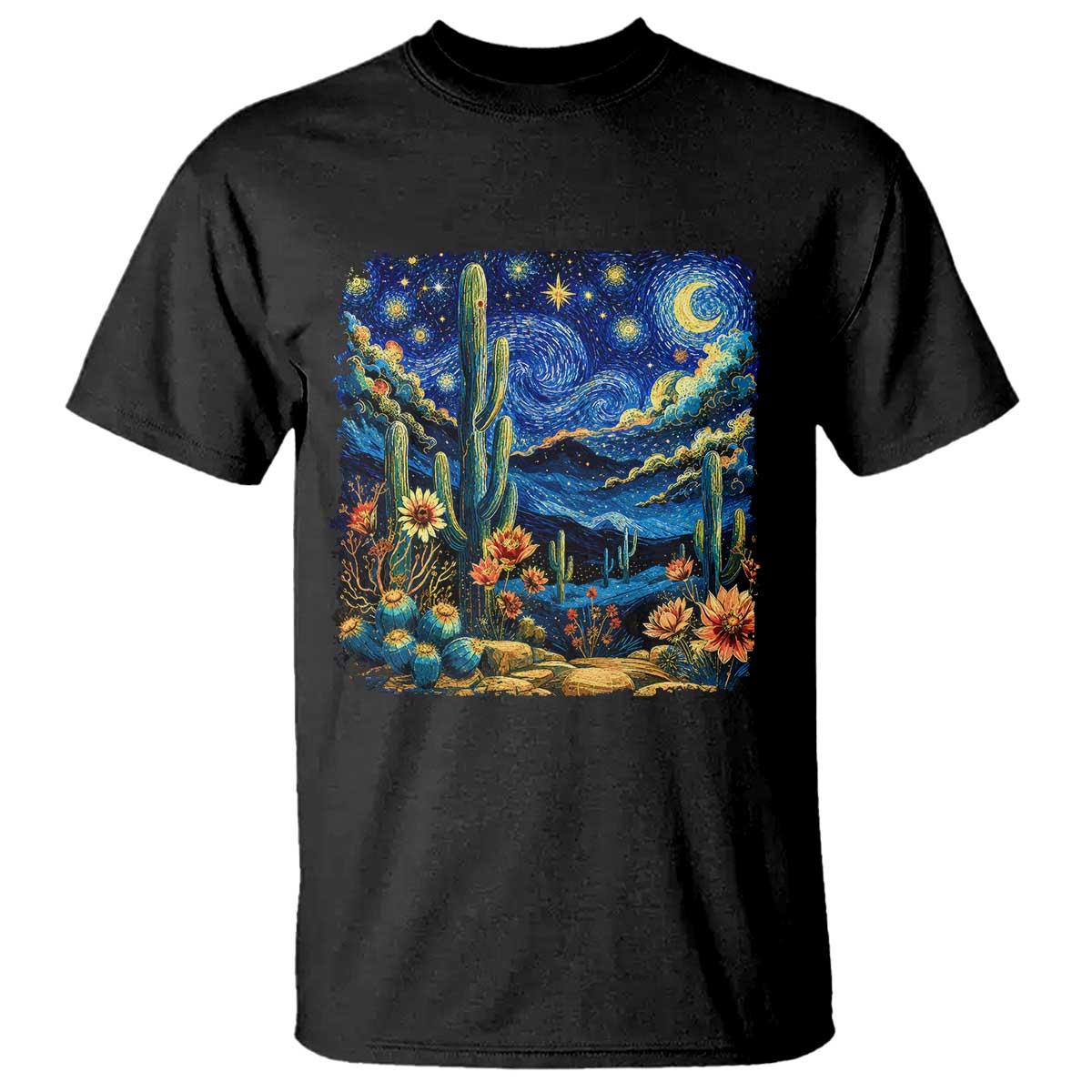 Desert Night Cactus Starry Night Arizona Stars Sky Nature Lover Gift T Shirt TS14 Black Print Your Wear