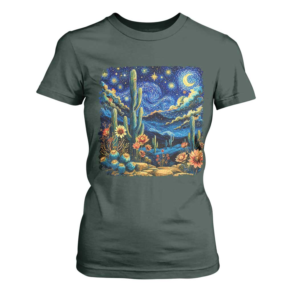 Desert Night Cactus Starry Night Arizona Stars Sky Nature Lover Gift T Shirt For Women