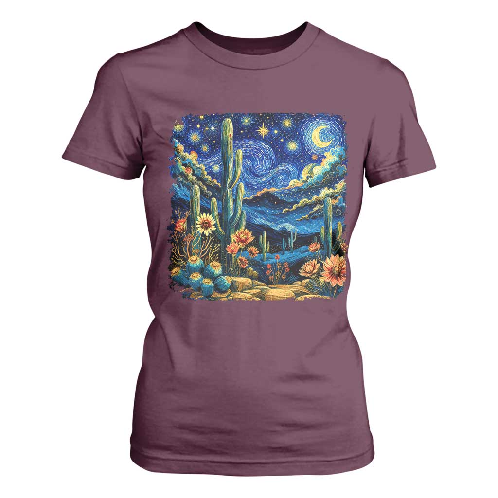 Desert Night Cactus Starry Night Arizona Stars Sky Nature Lover Gift T Shirt For Women
