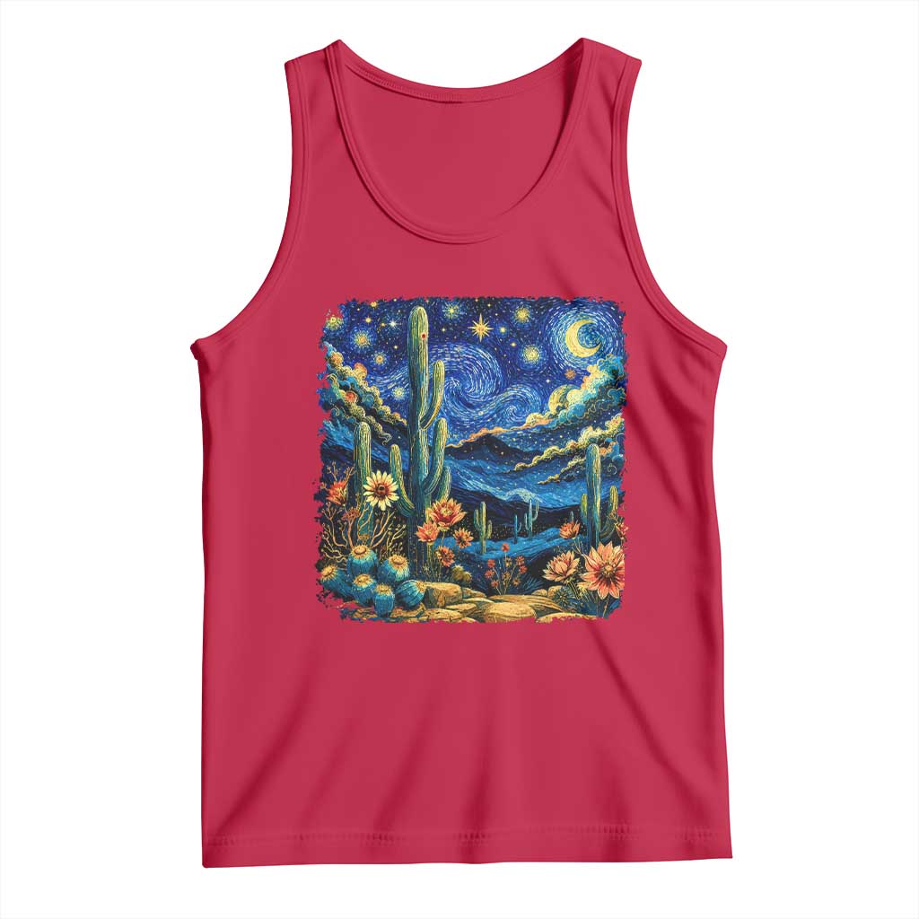 Desert Night Cactus Starry Night Arizona Stars Sky Nature Lover Gift Tank Top