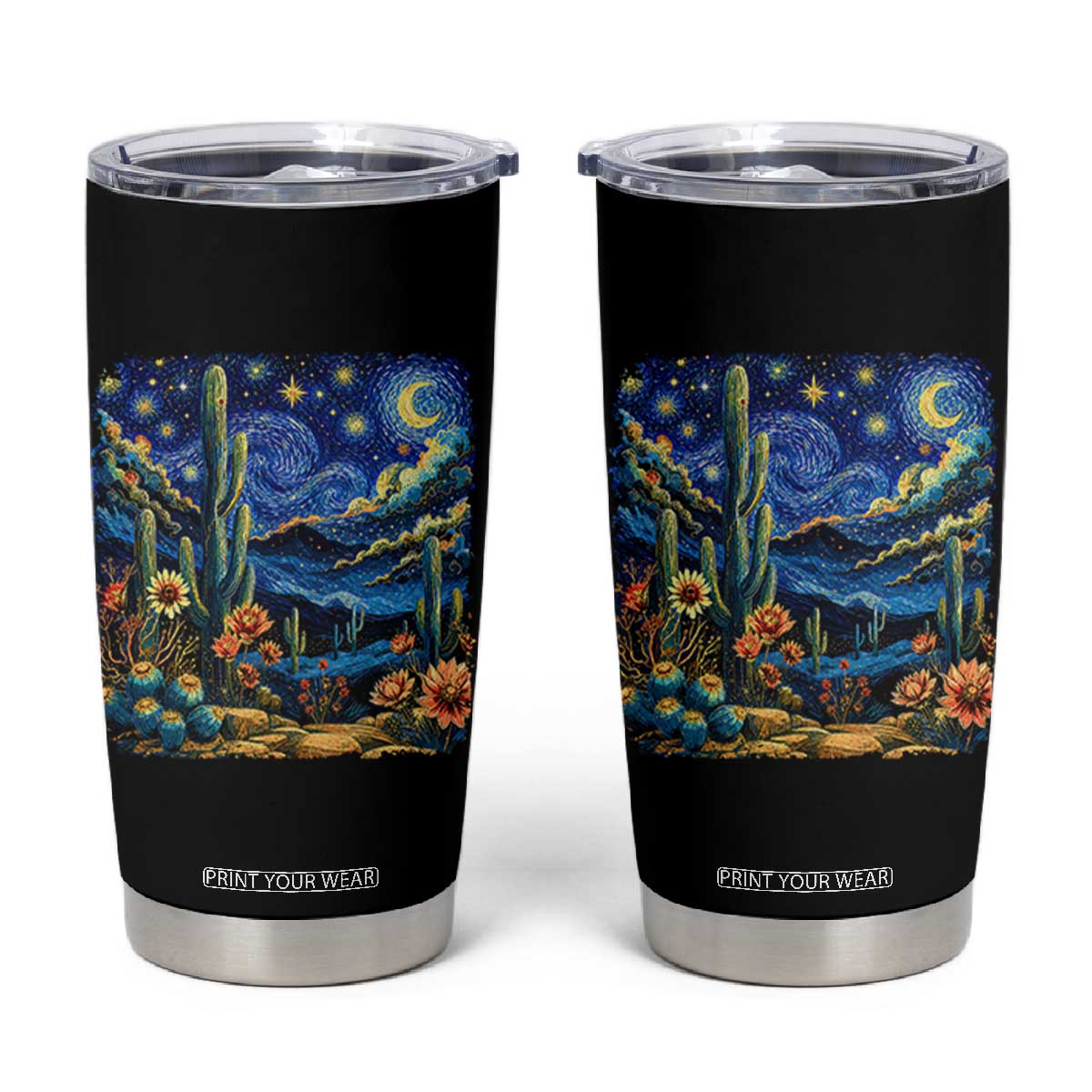 Desert Night Cactus Starry Night Arizona Stars Sky Nature Lover Gift Tumbler Cup TS14 Black Print Your Wear
