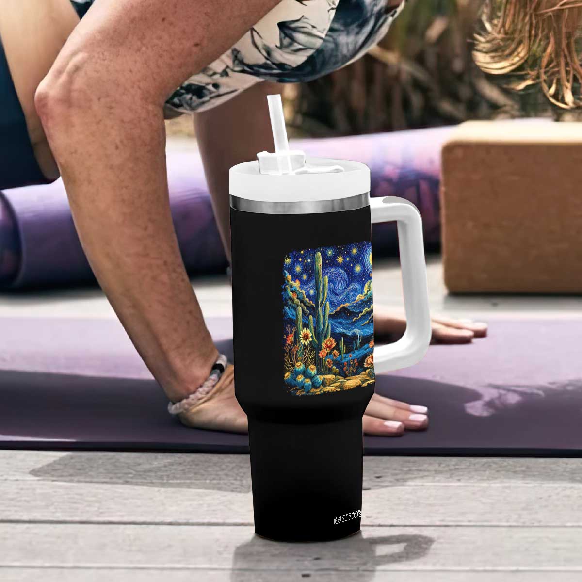 Desert Night Cactus Starry Night Arizona Stars Sky Nature Lover Gift Tumbler With Handle