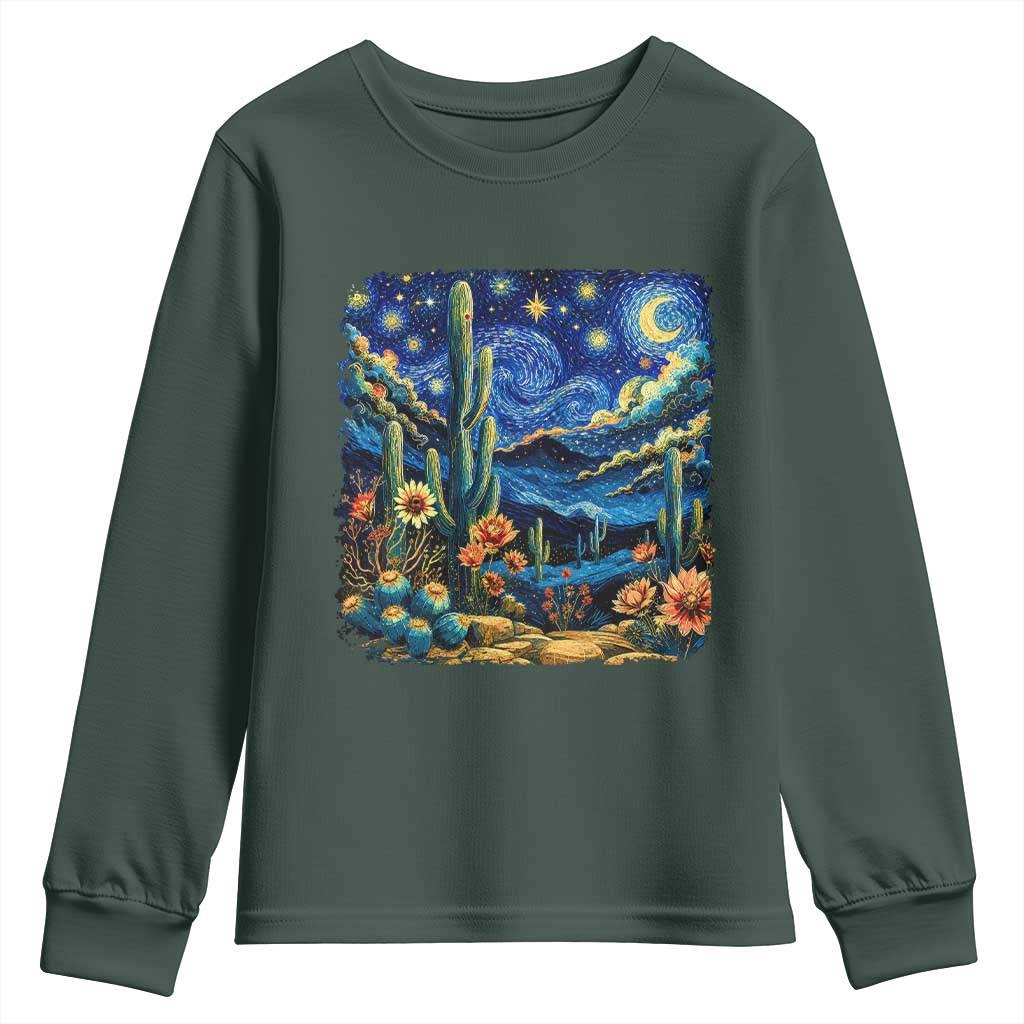 Desert Night Cactus Starry Night Arizona Stars Sky Nature Lover Gift Youth Sweatshirt