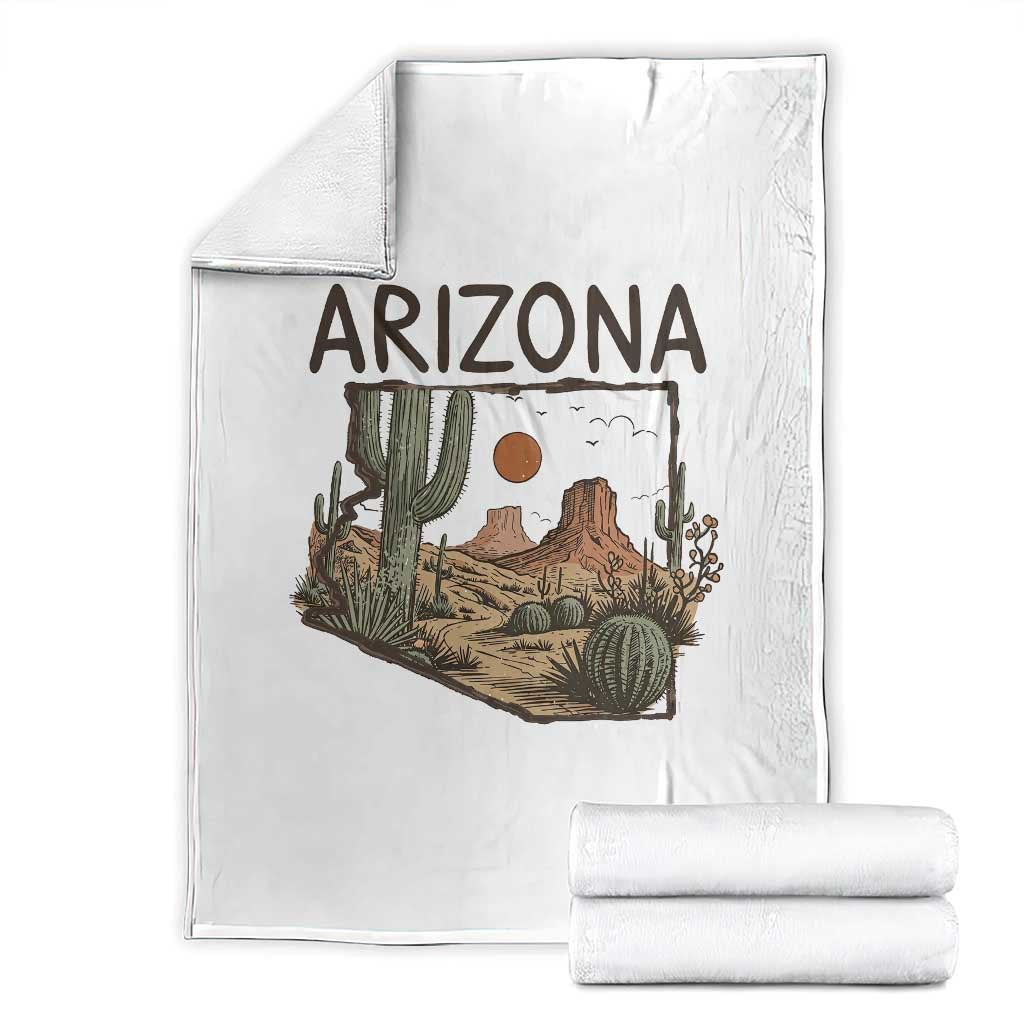 Arizona State Map Desert Landscape Cactus Southwest Throw Blanket TS14 White Print Your Wear