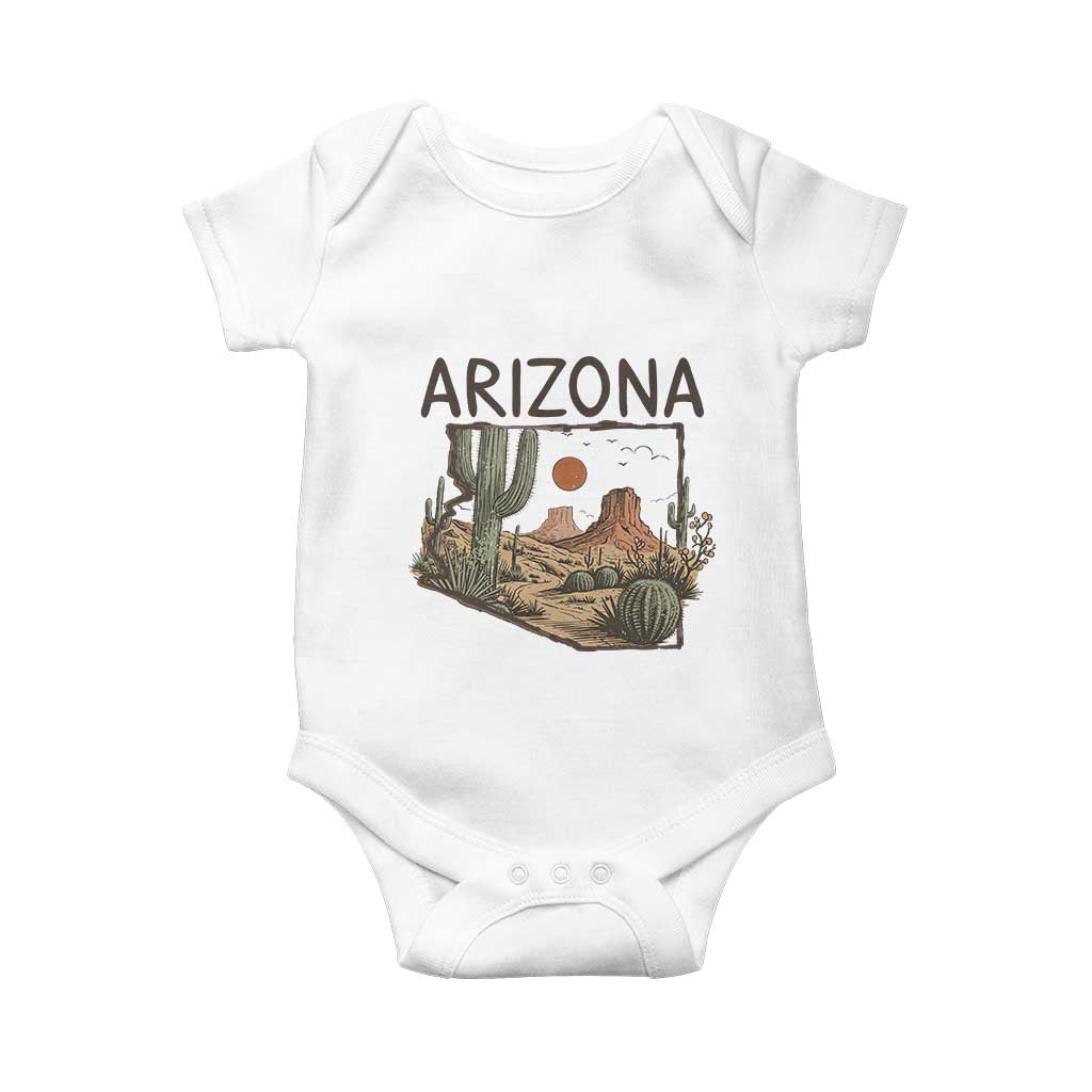 Arizona State Map Desert Landscape Cactus Southwest Baby Onesie TS14 White Print Your Wear