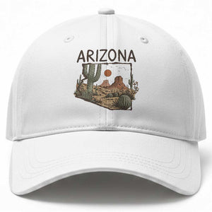 Arizona State Map Desert Landscape Cactus Southwest Baseball Cap
