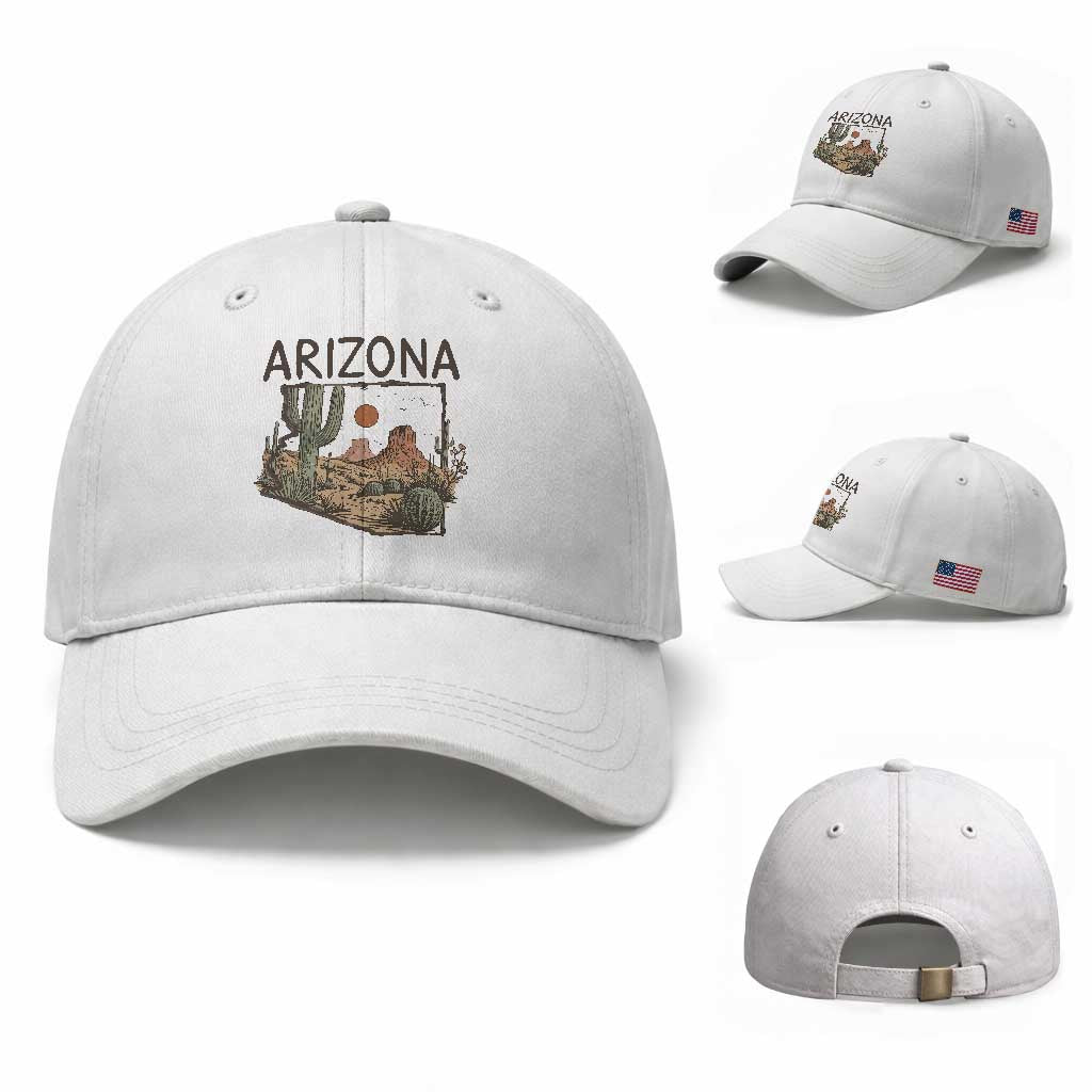 Arizona State Map Desert Landscape Cactus Southwest Baseball Cap