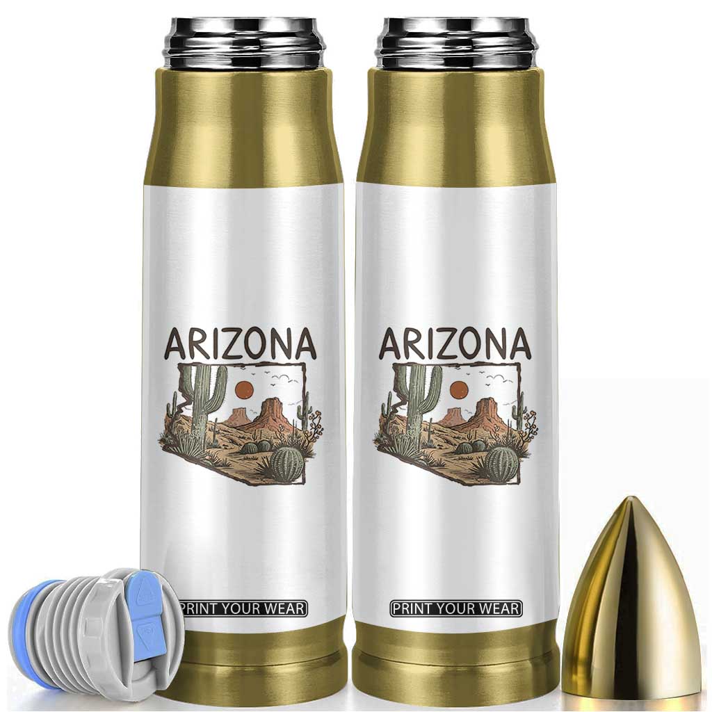 Arizona State Map Desert Landscape Cactus Southwest Bullet Tumbler TS14 White Print Your Wear
