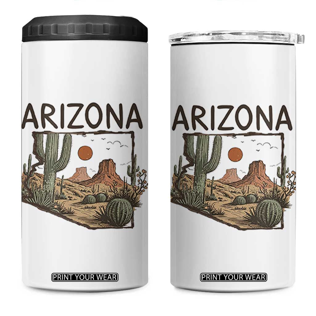 Arizona State Map Desert Landscape Cactus Southwest 4 in 1 Can Cooler Tumbler TS14 One Size: 16 oz White Print Your Wear