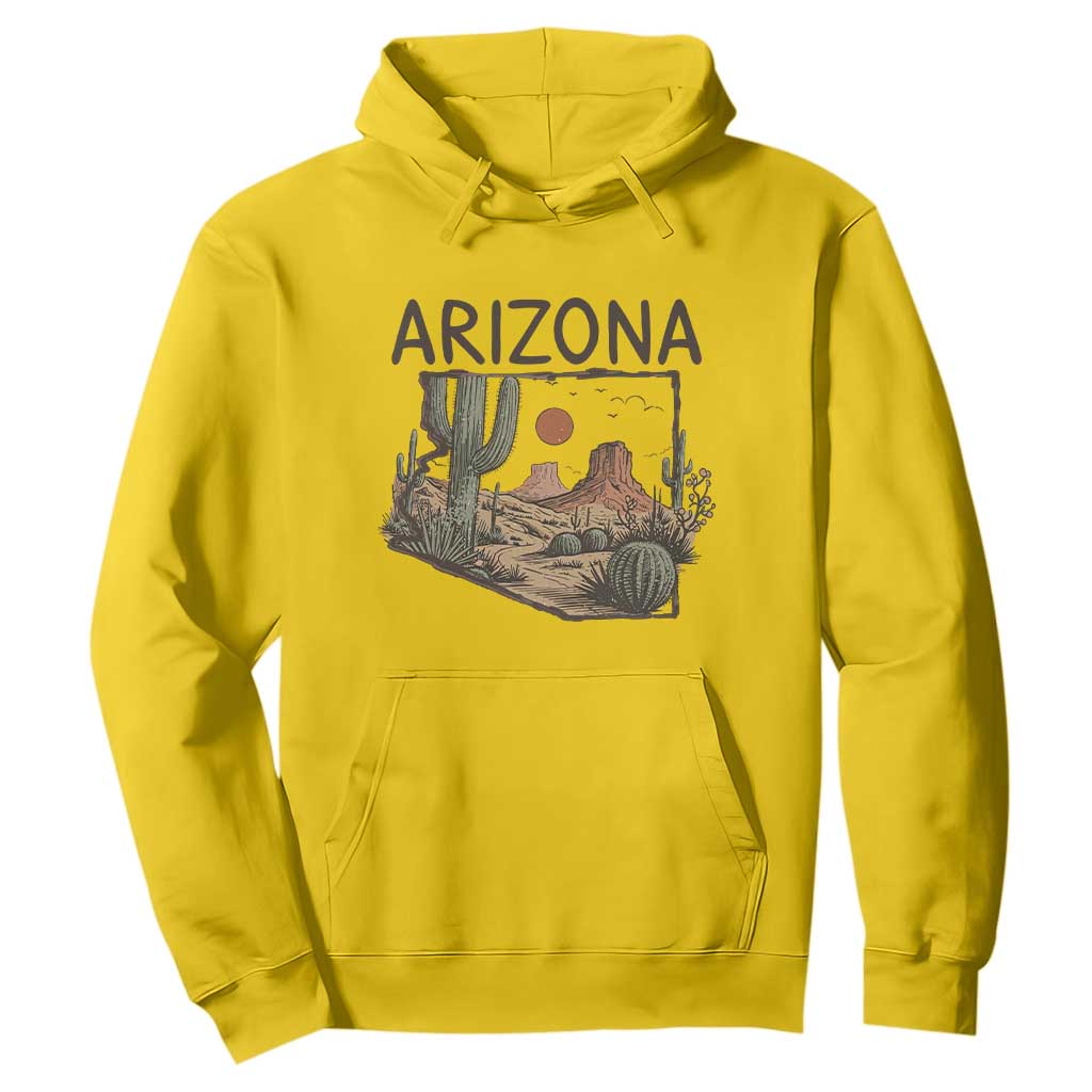 Arizona State Map Desert Landscape Cactus Southwest Hoodie