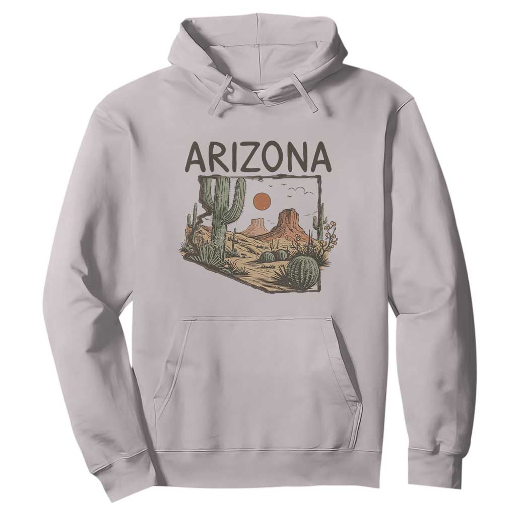 Arizona State Map Desert Landscape Cactus Southwest Hoodie