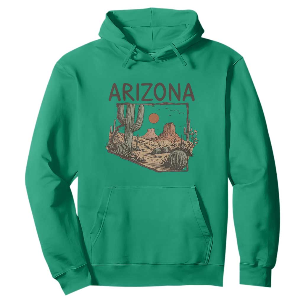 Arizona State Map Desert Landscape Cactus Southwest Hoodie
