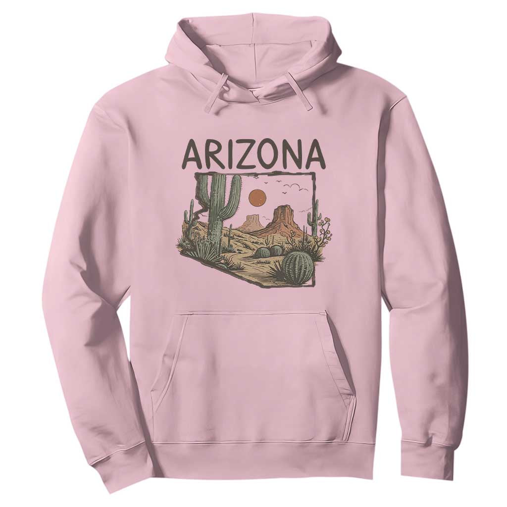 Arizona State Map Desert Landscape Cactus Southwest Hoodie
