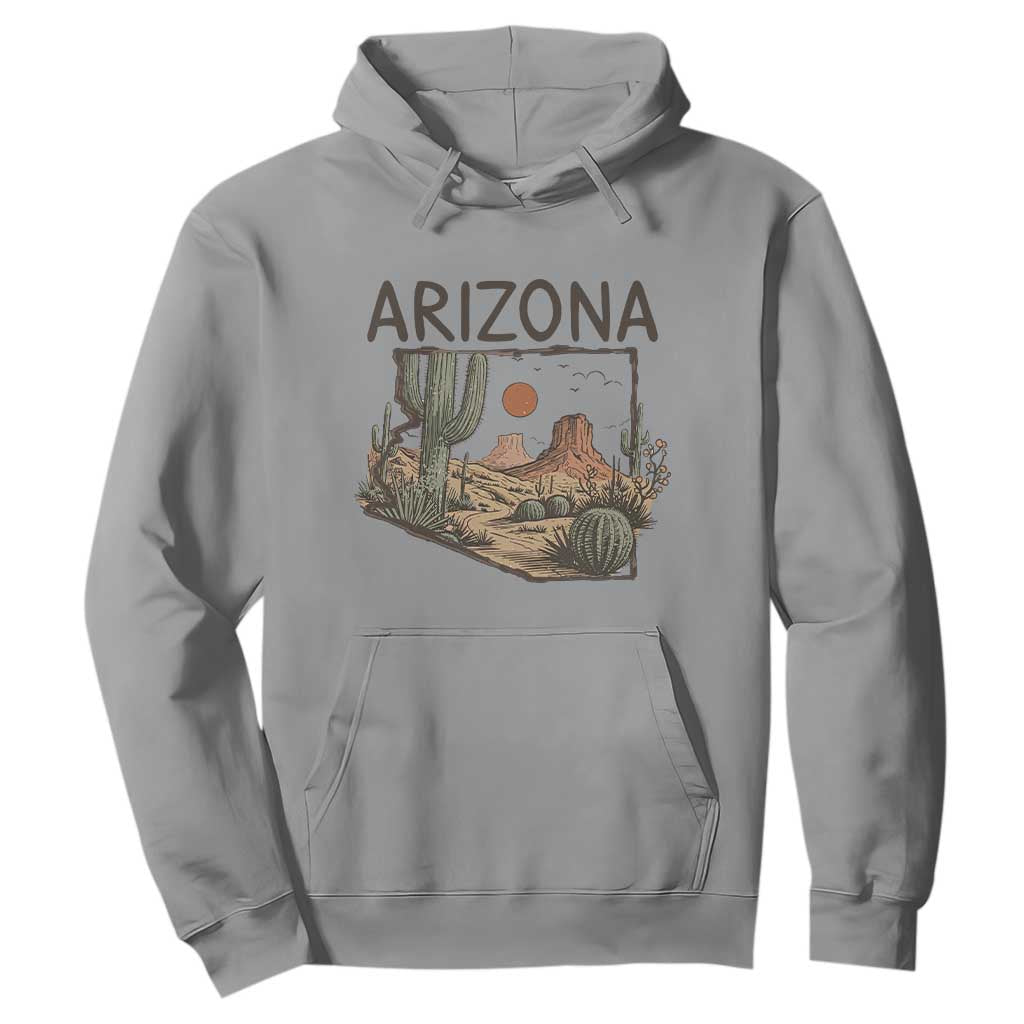 Arizona State Map Desert Landscape Cactus Southwest Hoodie