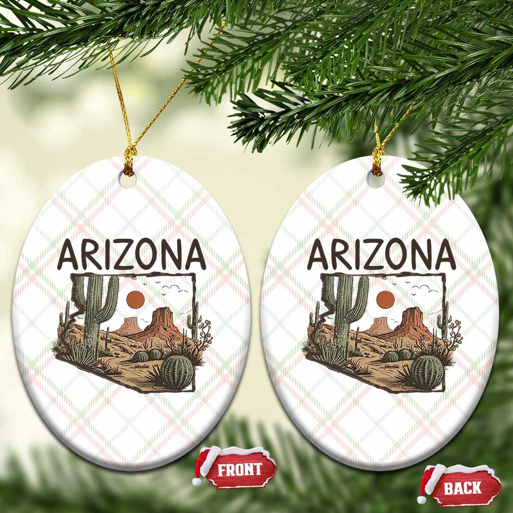 Arizona State Map Desert Landscape Cactus Southwest Ceramic Ornament