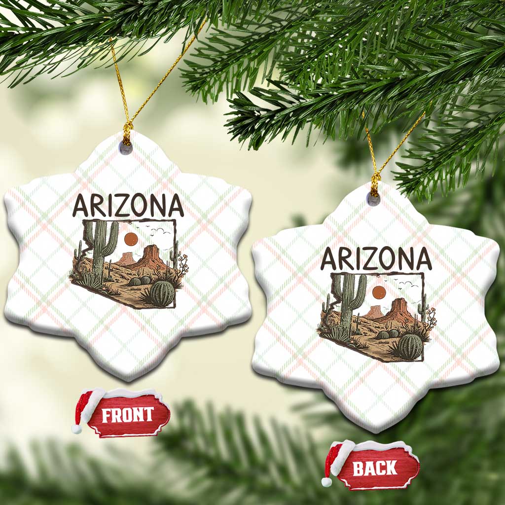 Arizona State Map Desert Landscape Cactus Southwest Ceramic Ornament